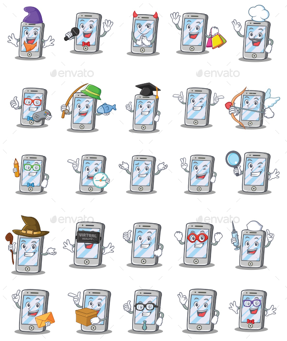 GraphicRiver Phone Character Set 2 Vector Illustration 20364173 GraphicRiver Phone Character Set 2 Vector Illustration 20364173