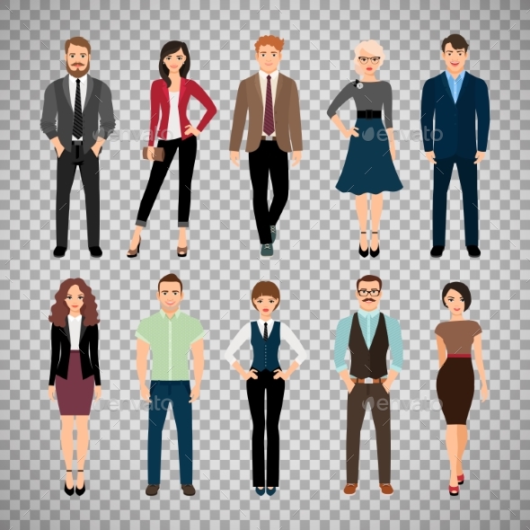Casual Office People on Transparent Background - People Characters