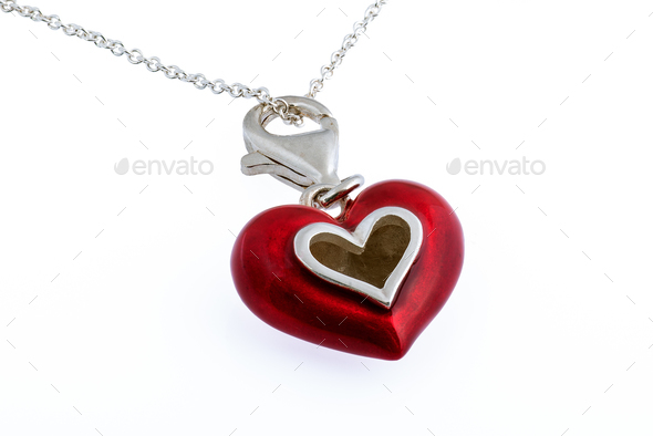 Heart folded necklace enamel silver - WhimsyJewelry