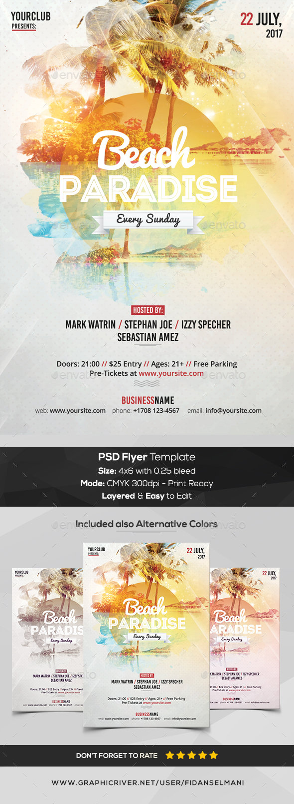 Beach Paradise - PSD Flyer Template - Flyers Print Templates