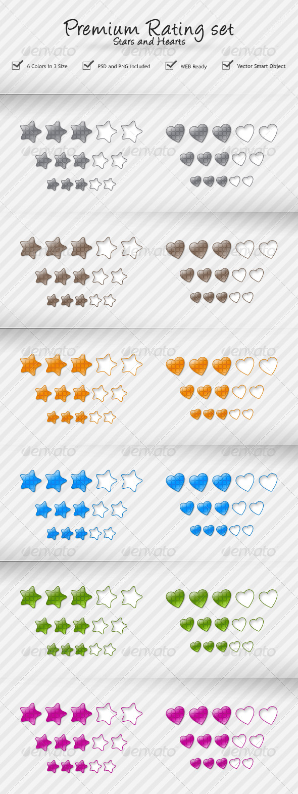 Rating Stars and Hearts - Web Elements