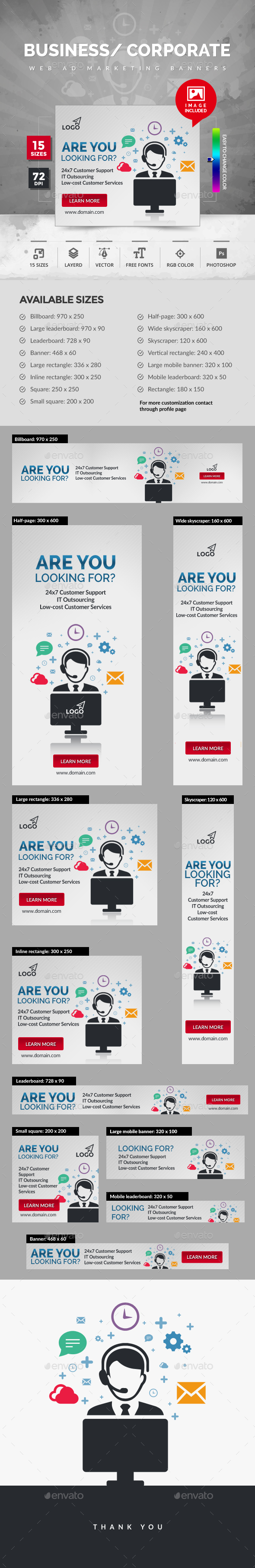 Customer Services Banners - Social Media Web Elements