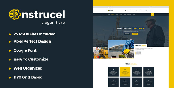 Construcel Construction PSD Template - Business Corporate