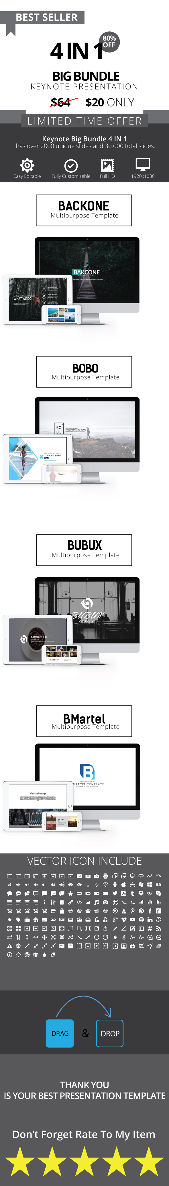 Bundle 4in1 Multipurpose Keynote Template - Keynote Templates Presentation Templates