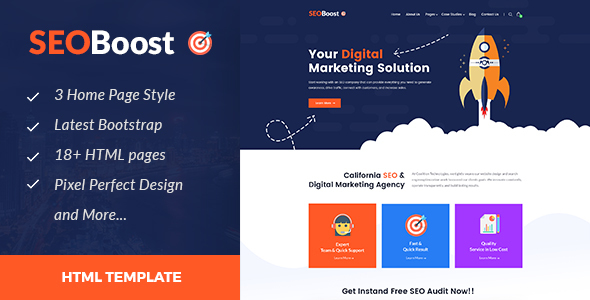 Super SEO Boost - Digital Marketing HTML Template