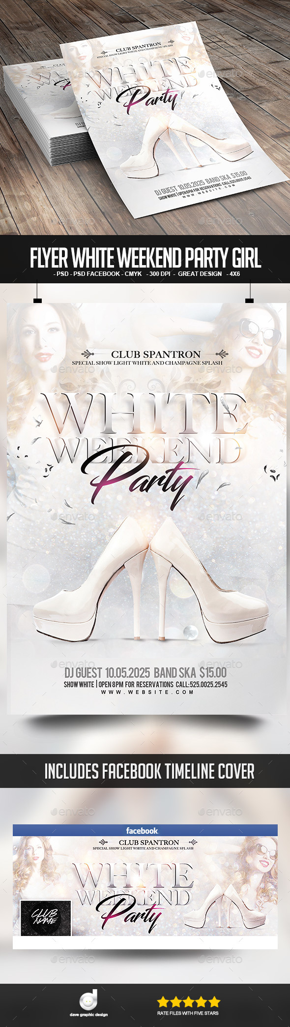 Flyer White Weekend Party Girl - Clubs & Parties Events