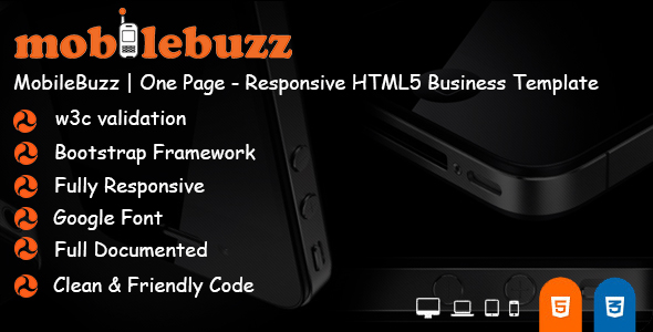 Awesome MobileBuzz | One Page - Responsive HTML5 Business Template
