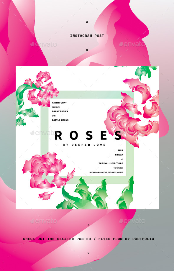 Roses Summer Instagram Post - Social Media Web Elements