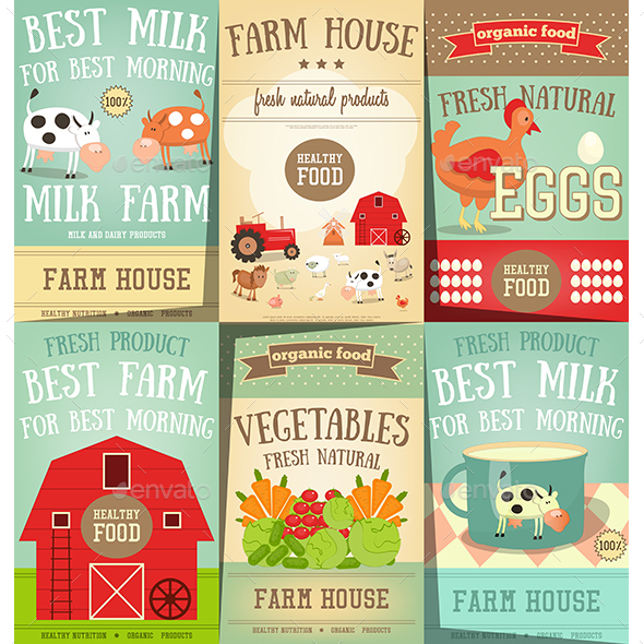 GraphicRiver Farm Food and Agriculture Posters Set 20368106 GraphicRiver Farm Food and Agriculture Posters Set 20368106