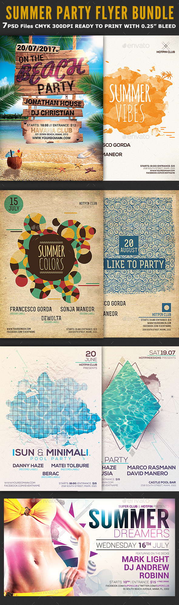 Summer Party Psd Flyer Bundle - Clubs & Parties Events