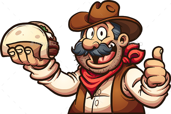 Mexican Cowboy with Taco - People Characters
