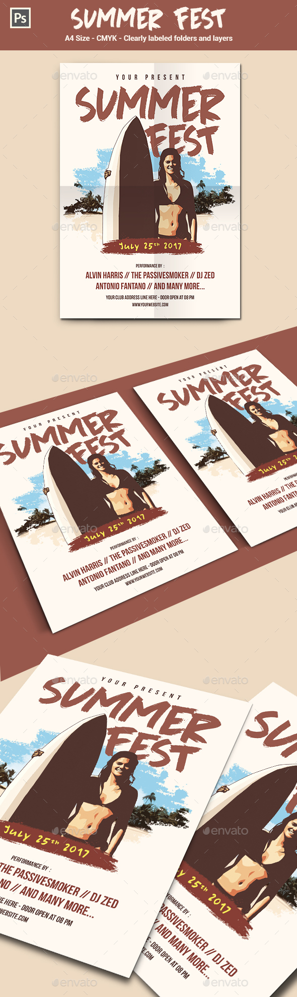 Summer Fest Flyer / Poster Template - Clubs & Parties Events