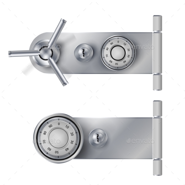 Combination Lock, Realistic Metal Vector - Objects Vectors