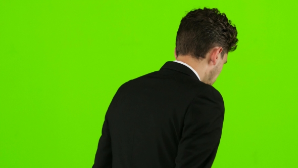 Man Goes To Work, Understands That He Is Late and Begins To Run. Green Screen alt