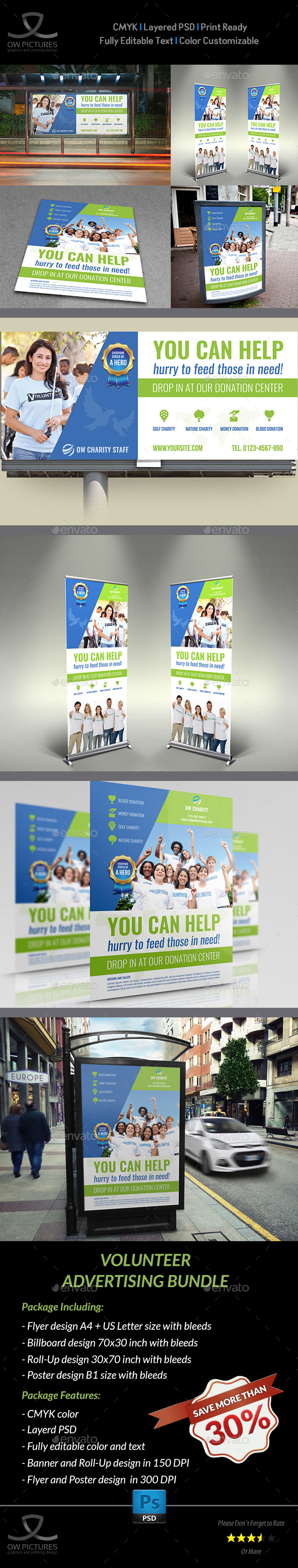 Volunteer Advertising Bundle - Signage Print Templates