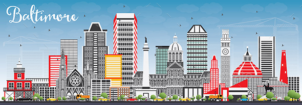 GraphicRiver Baltimore Skyline with Gray Buildings and Blue Sky 20371453 GraphicRiver Baltimore Skyline with Gray Buildings and Blue Sky 20371453