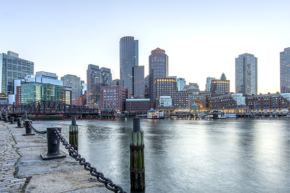 Boston , USA - The Skyline During the Blue Hour