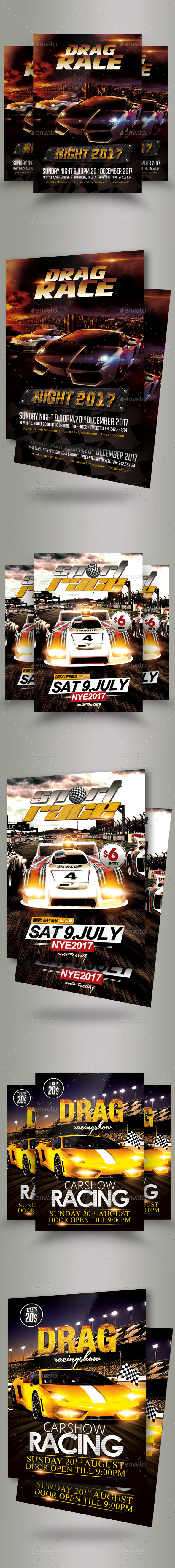 Bundle of 3 Card Racing Flyers - Sports Events