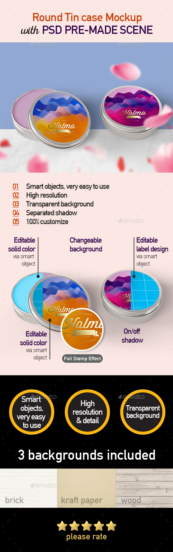 Round Tin Case Mockup - Beauty Packaging