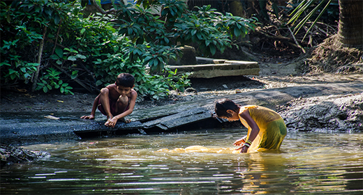 village children bath