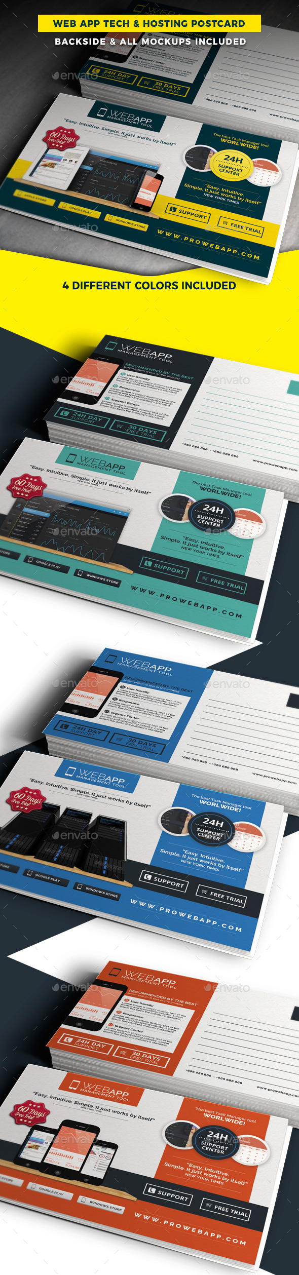 Web App Tech and Hosting Postcard Template - Cards & Invites Print Templates