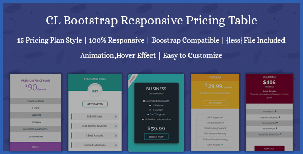 CL Bootstrap Responsive Pricing Table
