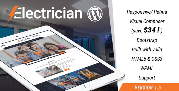 Electrician - Electricity Services WordPress Theme - Business Corporate