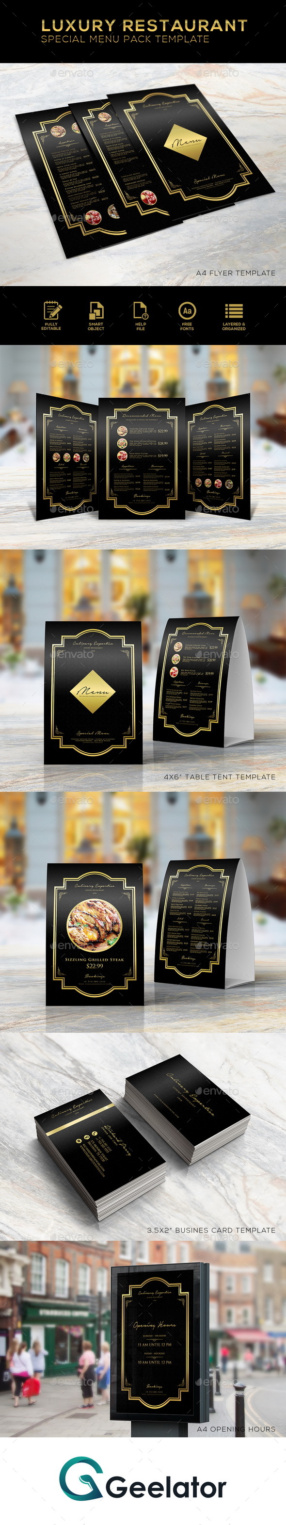 Luxury Restaurant Special Menu Pack Template - Food Menus Print Templates