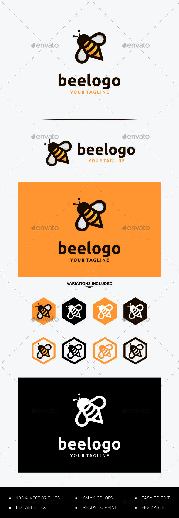 Bee Logo - Animals Logo Templates