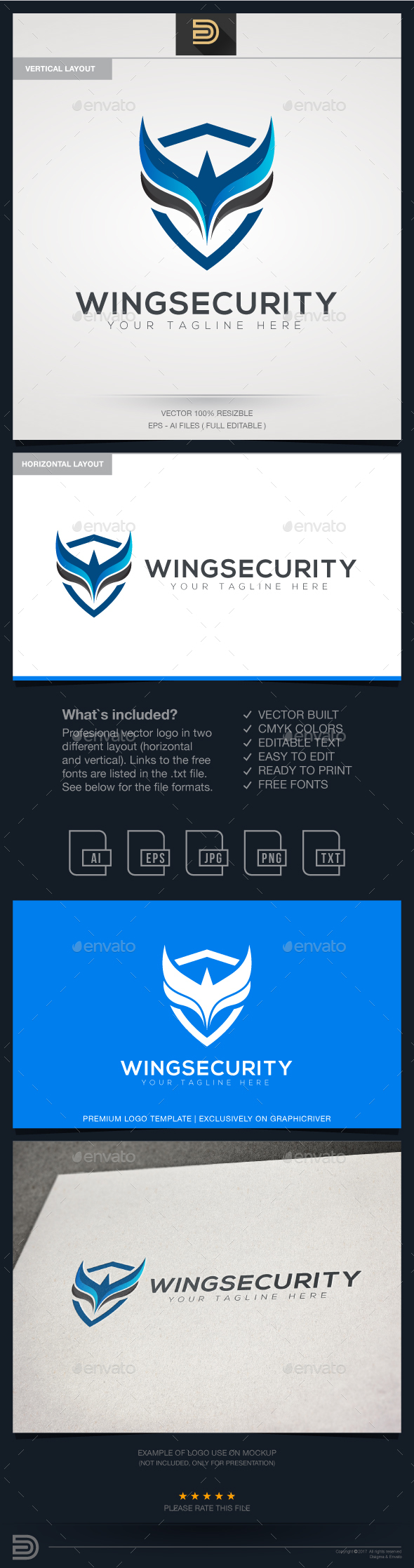 Wings Security Logo - Objects Logo Templates