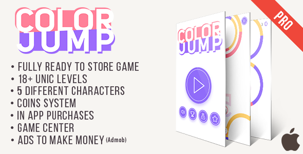 Color Jump (Pro) - Fun Arcade Game IOS Template + easy to reskine + AdMob - CodeCanyon Item for Sale