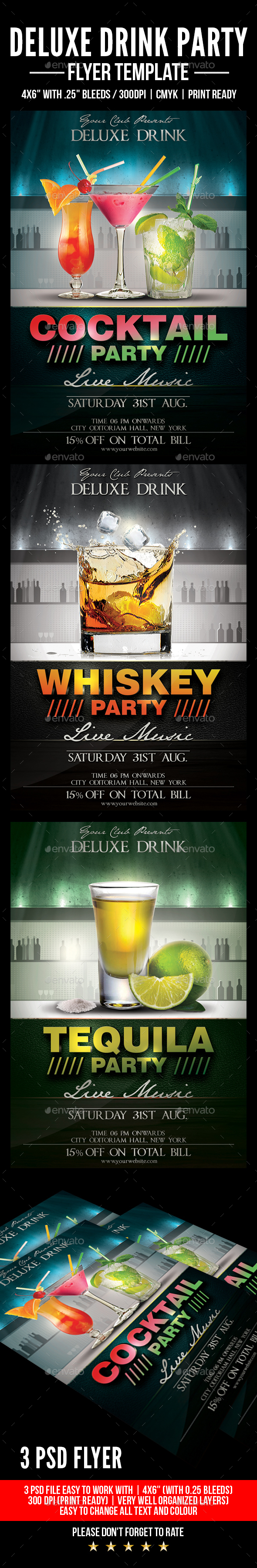 Deluxe Drink Party Flyer - Flyers Print Templates
