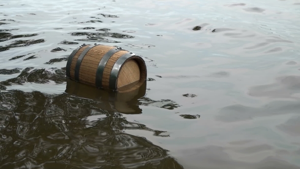 a Barrel of Wood Floating on the Waves in the Sea alt