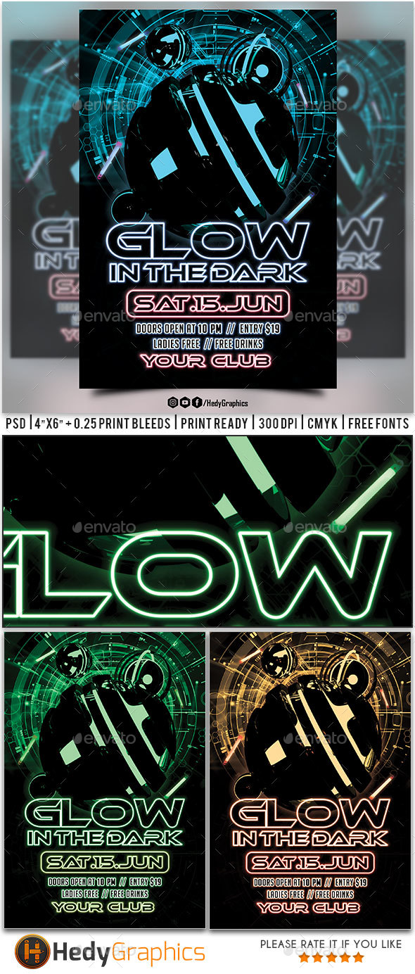 Glow in the dark Flyer - Clubs & Parties Events