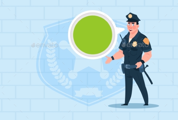 GraphicRiver Policeman with Chat Bubble Wearing Uniform 20381702 GraphicRiver Policeman with Chat Bubble Wearing Uniform 20381702