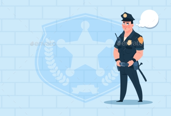 GraphicRiver Policeman with Chat Bubble Wearing Uniform 20381708 GraphicRiver Policeman with Chat Bubble Wearing Uniform 20381708