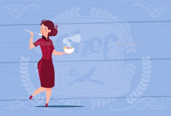 GraphicRiver Female Chef Cook Tasting Soup Cartoon 20381829 GraphicRiver Female Chef Cook Tasting Soup Cartoon 20381829