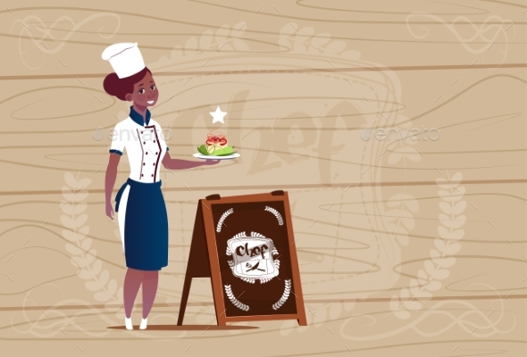 Female Chef Cook Holding Salad - People Characters