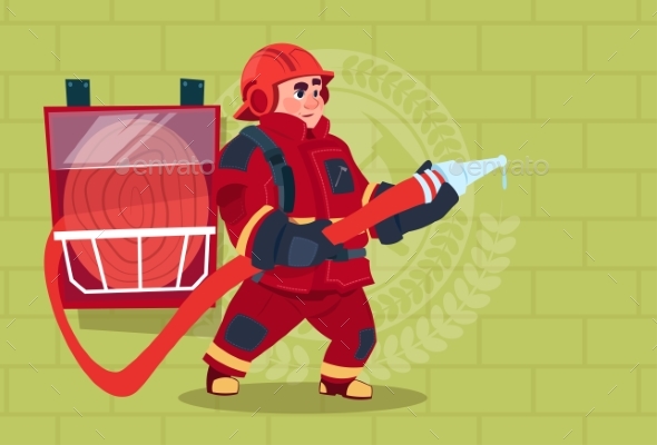 GraphicRiver Fireman Holding Hose Wearing Uniform and Helmet 20382172 GraphicRiver Fireman Holding Hose Wearing Uniform and Helmet 20382172