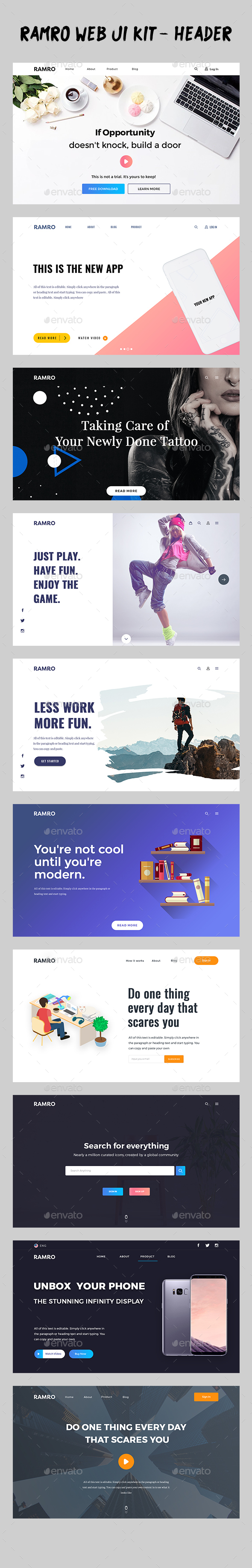 Ramro Web UI Kit - Header - User Interfaces Web Elements