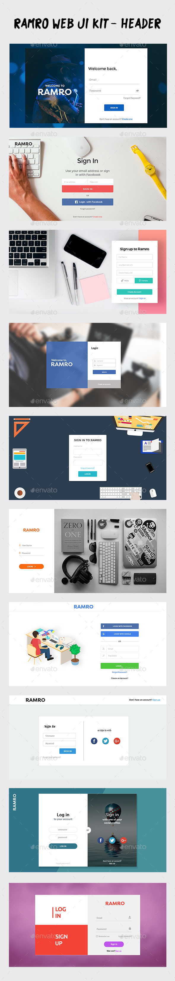 Ramro Web UI Kit - Login/Signups - User Interfaces Web Elements