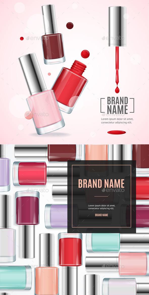 Vector Gloss Colorful Nail Lacquer Ads - Conceptual Vectors