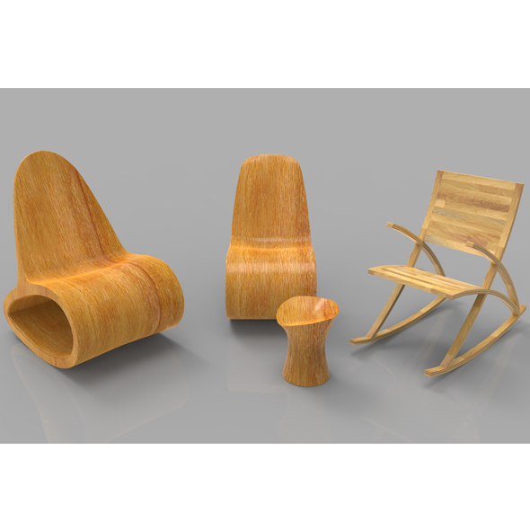 Rocking Wooden Chair - 3Docean 20384393
