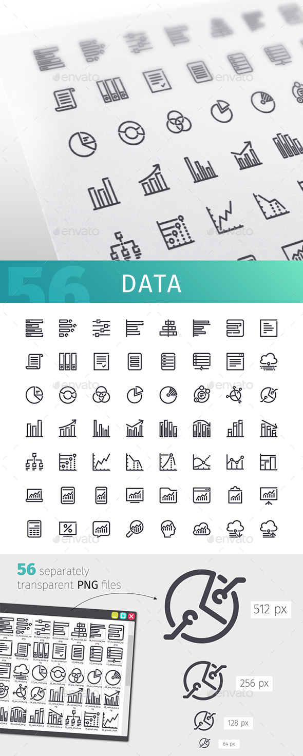 Data Line Icons Set - Business Icons