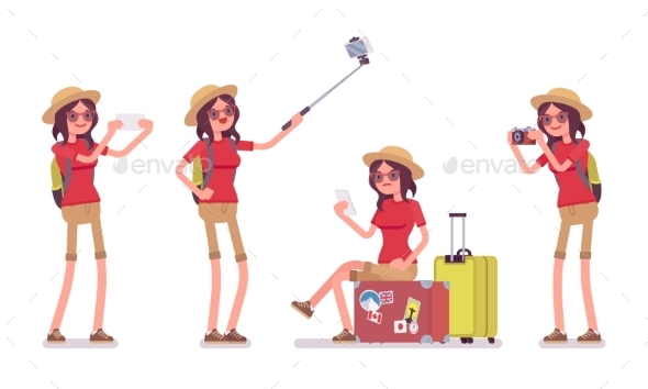 Tourist Woman with Gadgets - Travel Conceptual