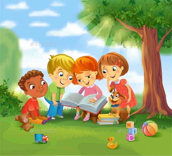 GraphicRiver Children Reading Books 20384955 GraphicRiver Children Reading Books 20384955