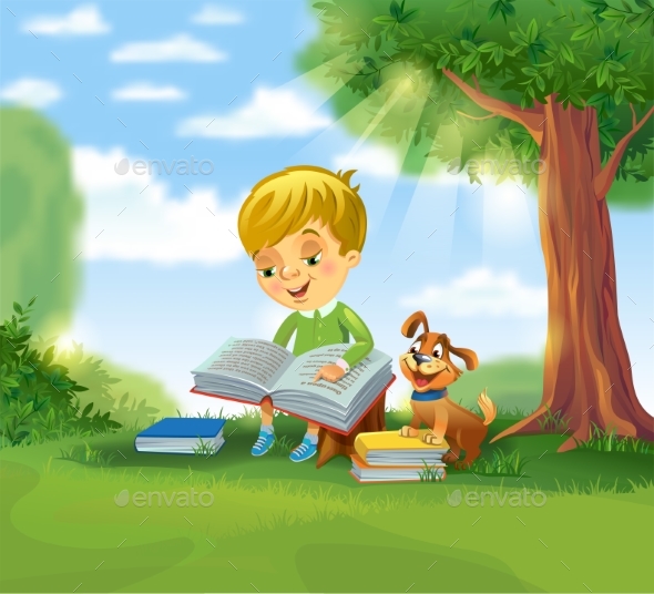 GraphicRiver Boy Reading Book 20385102 GraphicRiver Boy Reading Book 20385102