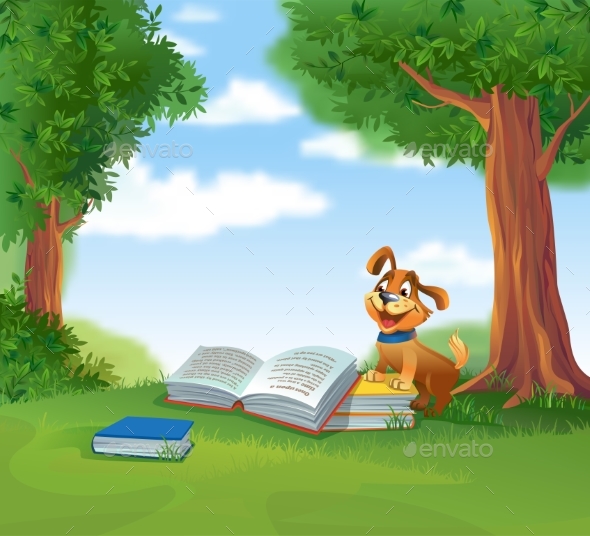 GraphicRiver Dog with Books 20385305
