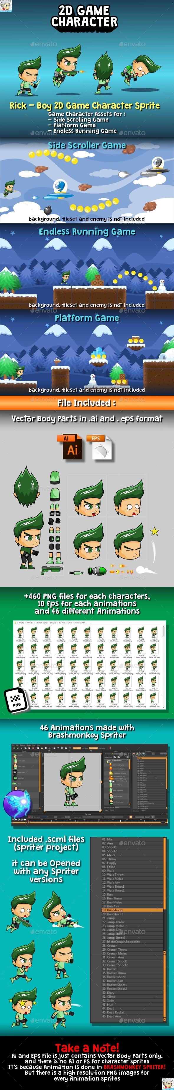 GraphicRiver Rick Boy 2D Game Character Sprite 20385453 GraphicRiver Rick Boy 2D Game Character Sprite 20385453
