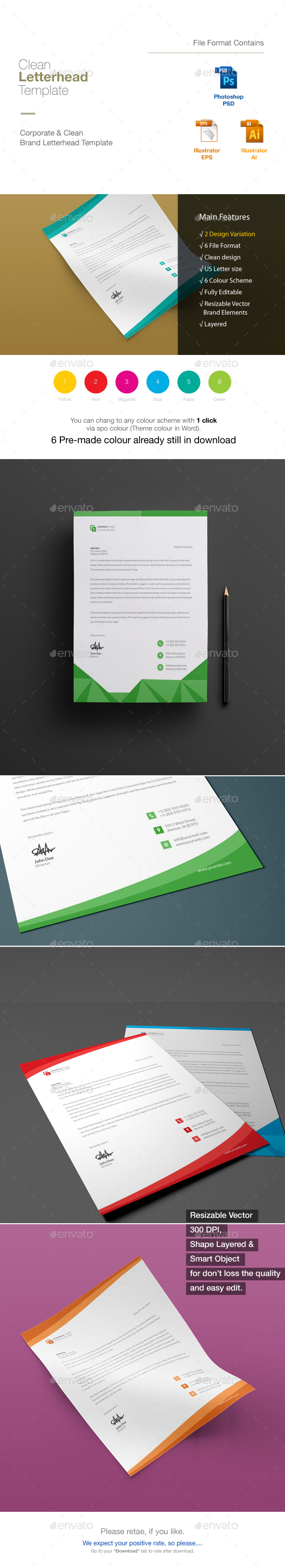 Corporate Letterhead Bundle 2 in 1 - Stationery Print Templates